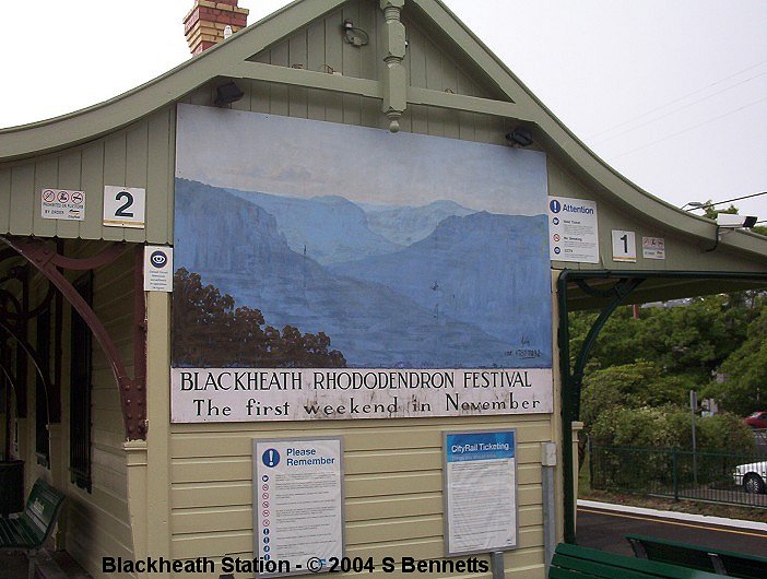 A photo of the original painting on the Sydney end of the station building at Blackheath. This was taken almost a year before Vern Treweeke repainted it.