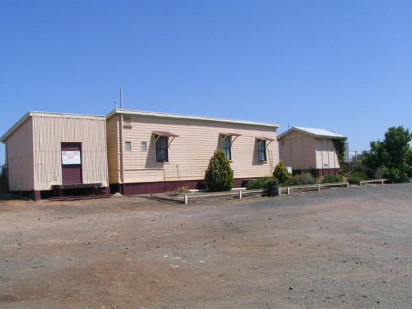 A roadside view of the station buildings.