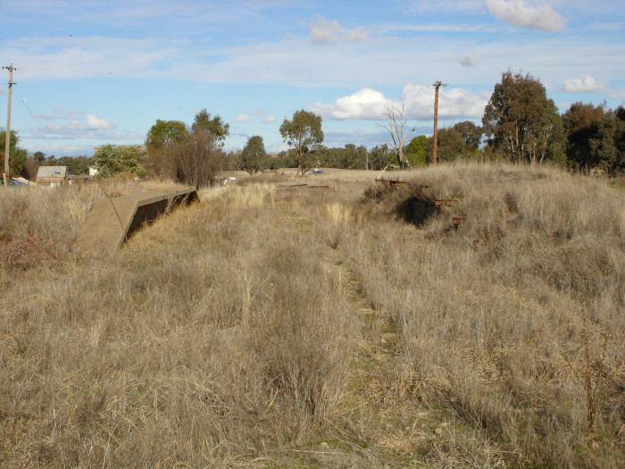 The view looking south towards Tumut of the station remains.