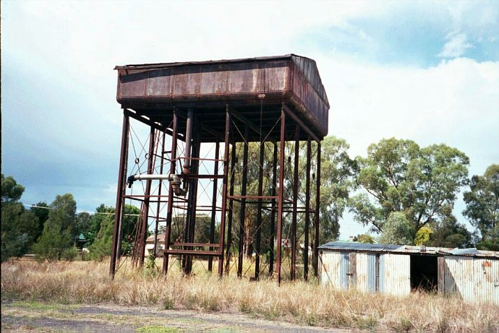 
A closer view of the water tank and adjacent gangers shed.
