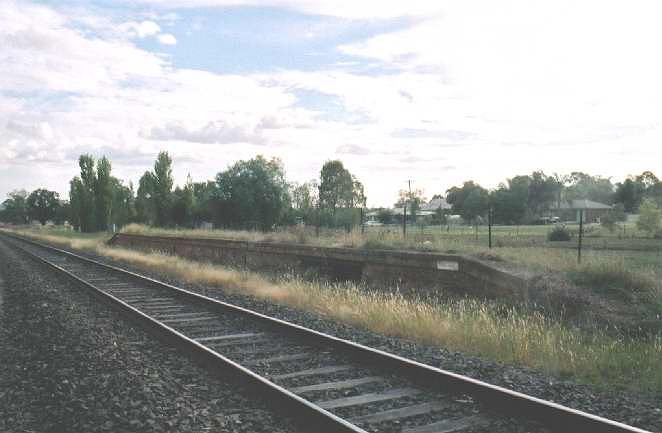 
Another view of the platform looking towards Werris Creek. You can still
see where the main frame would have been located on the platform.
