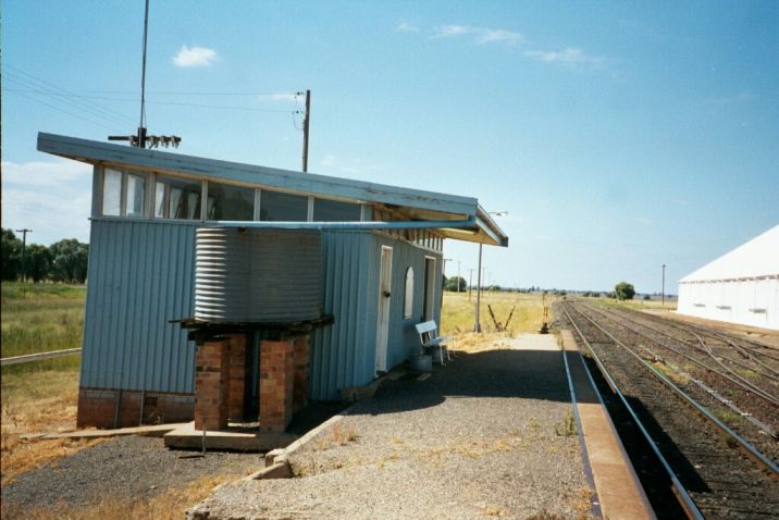 
The small platform contains a small passenger shelter and water tank.
