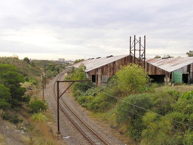 The view looking north along the Delec Siding from the Punchbowl Road overbridge.
