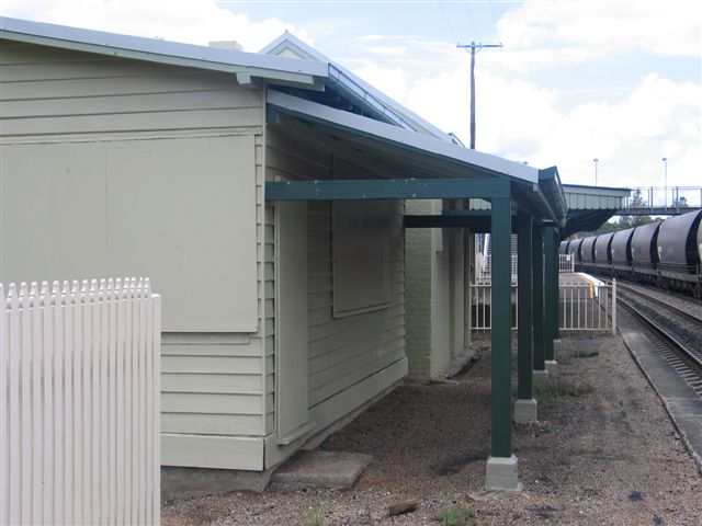 
The station buildings on the fenced off section have been boarded up.
