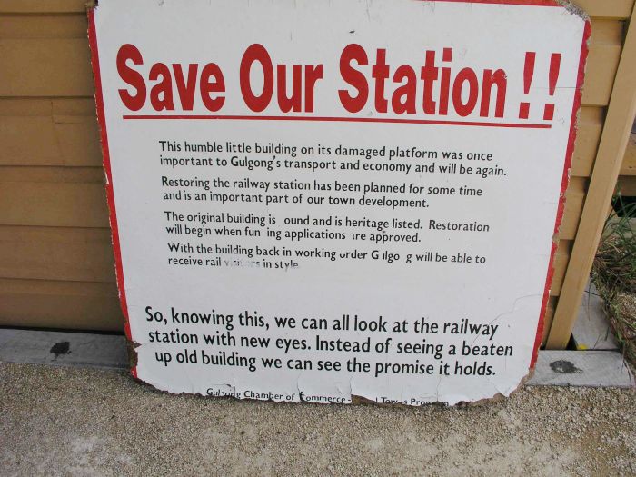 
A sign discussing the restoration of the station.
