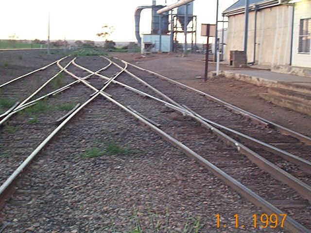 The view looking towards the crossover near the end of the Wheat Sub-terminal sidings.