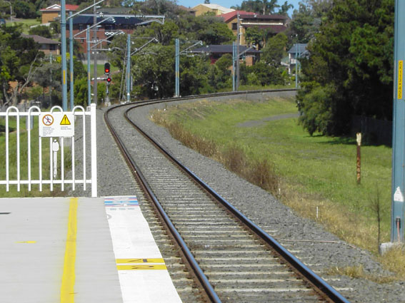 
The view looking beyond the southern end of the platform towards Nowra.
