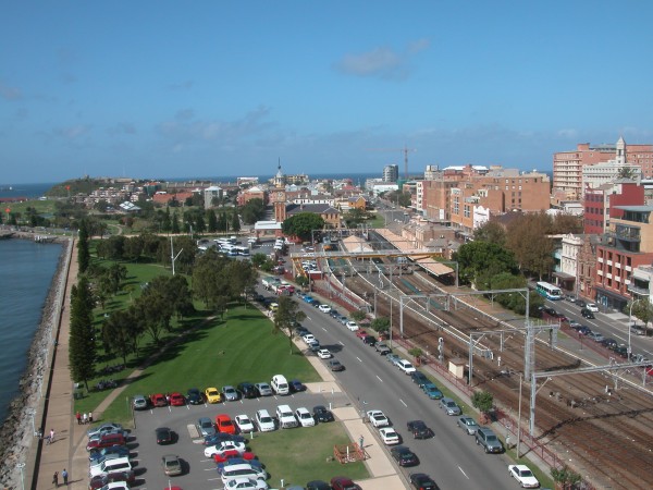 
A view looking down over Newcastle and the adjacent park from the nearby
viewing tower.
