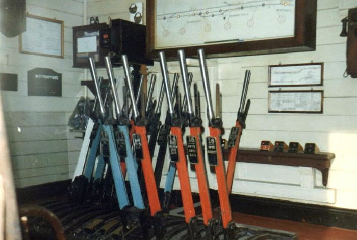 
View of the 16 lever frame at Thornleigh Signal box.
