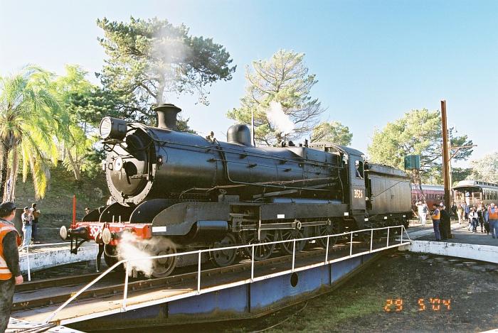 The 60ft turntable is operational and is being used to turn preserved
steam locomotive 3526.
