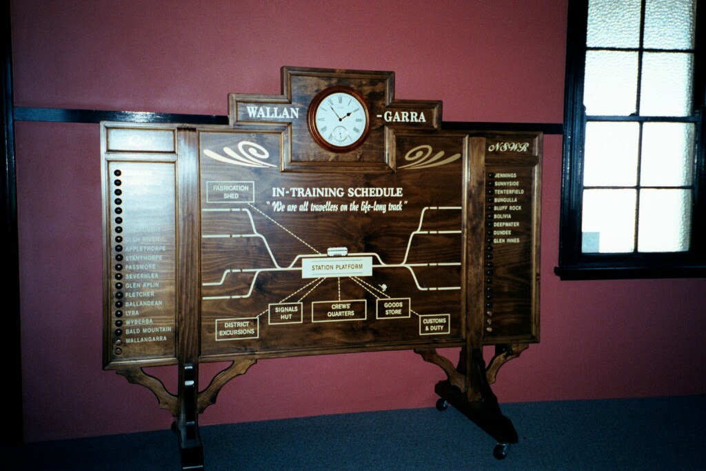 
A wooden diagram showing the layout of the station and yard.
