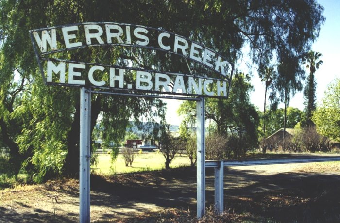 The metal signwork at the entrance to Werris Creek Loco.