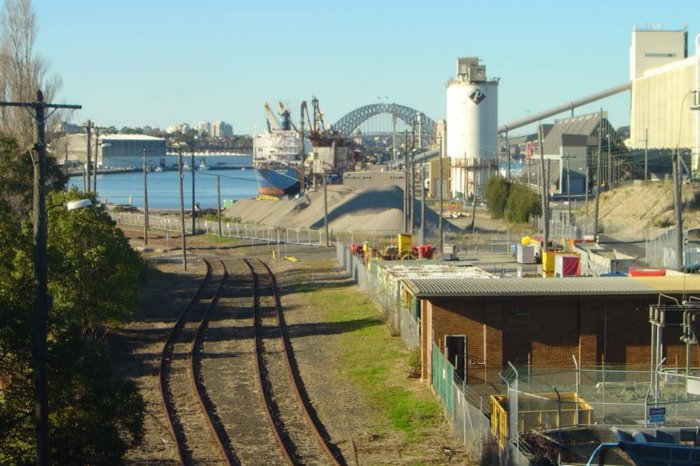 The view looking east towards the Balmain loading berths.