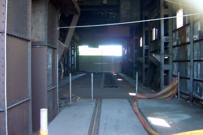 The view of a coal unloader inside the power station area.