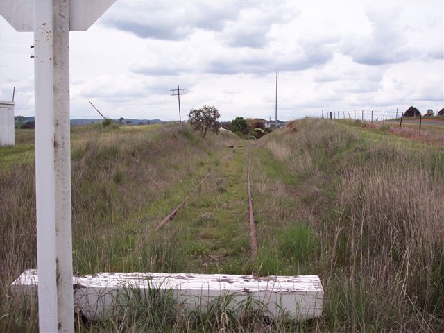 
The view from the end of the truncated branch line looking back towards
the station, visible in the distance.
