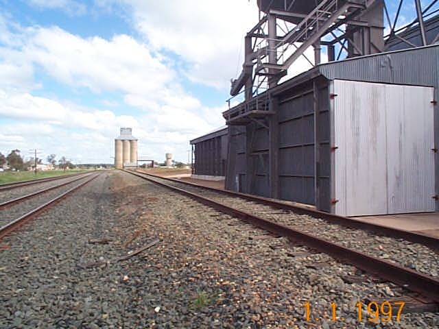 The view looking along the silo siding.