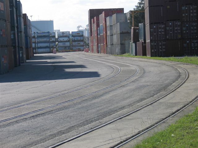 
The ANL terminal sidings, dwarfed by container stacks.
