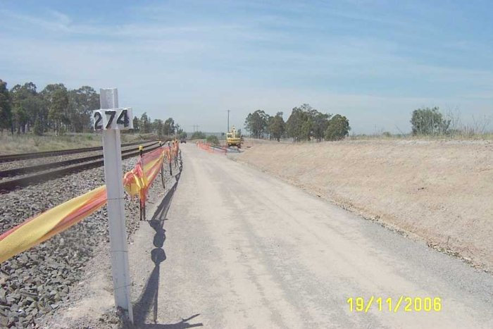 The view looking south towards the location of the junction to the Coal Unloader siding. The Antiene Loop points are just behind the photographer.