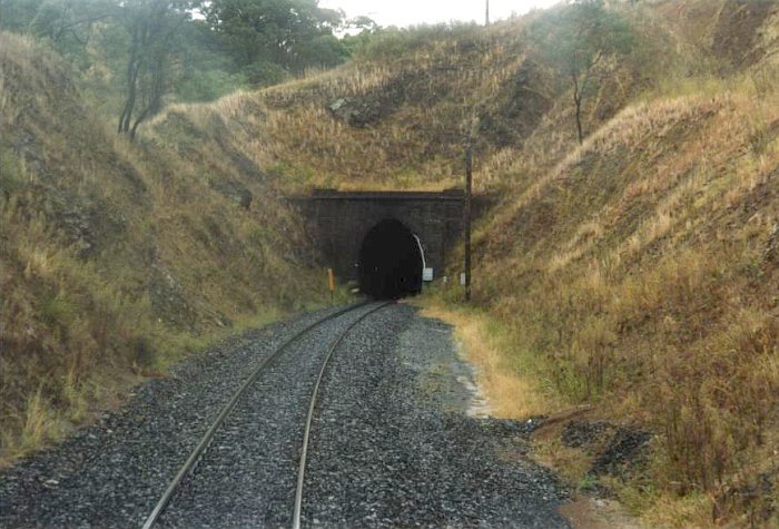 A track-side view of the down portal.