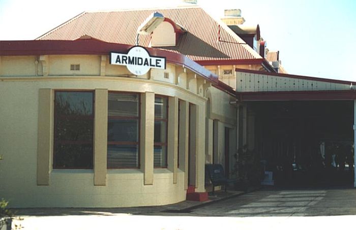 
An unusual location for an older-style station sign.
