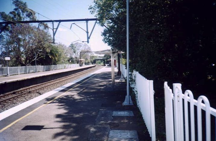 
The view looking north along the up platform.

