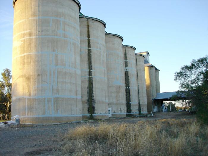 The road side view of the silos.