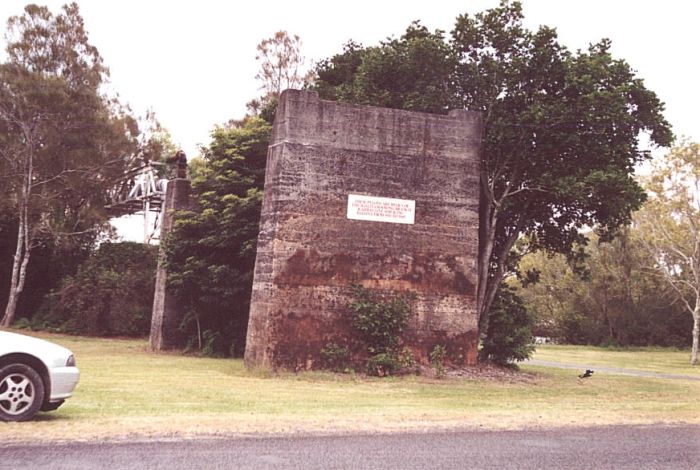 
A close-up of one of the pylons, with a commemorative plaque on it.
