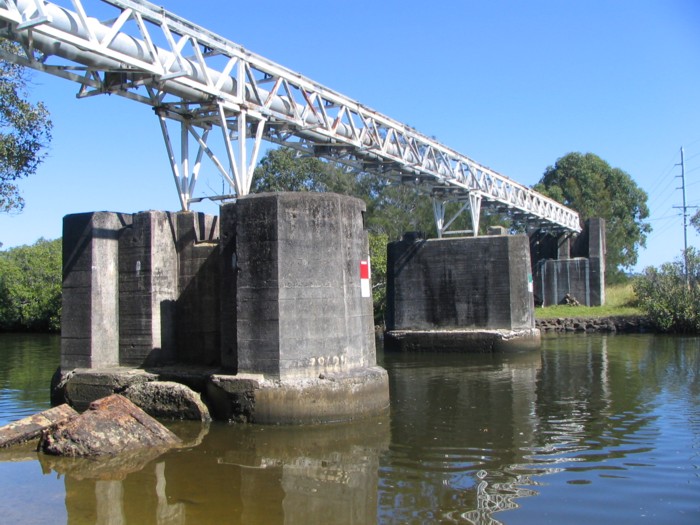 The pylons over North Creek Canal now carry sewerage lines.