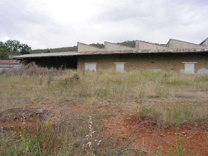 
The nearby cold store building used for the storage of the main local produce,
apples.  This view is taken from the site of the turntable.
