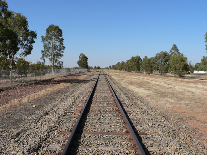 The view looking west. The one-time station was on the right hand side of the line.