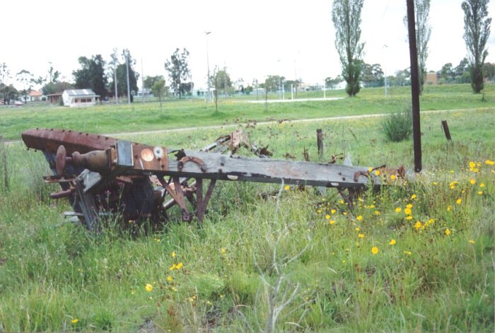 The remains of a non-air coal wagon at the site of the runaway siding at Bellbird Junction. Most of these remains have since been removed.