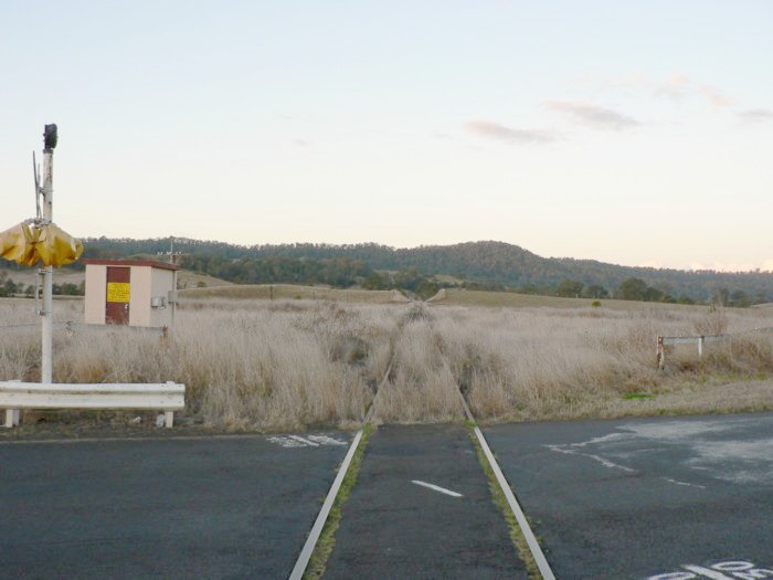 The view looking down the line. The station was located in the left in the middle distance.