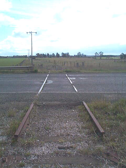 
A section of track still remains where it is embedded in the road.
