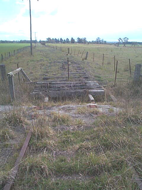 
Some track and sleepers still remain adjacent to a road crossing.
