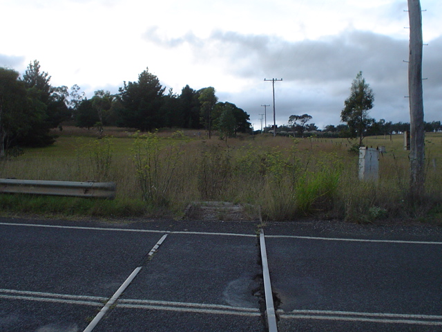 The view looking down the line at the former level crossing on the Old Hume Highway.