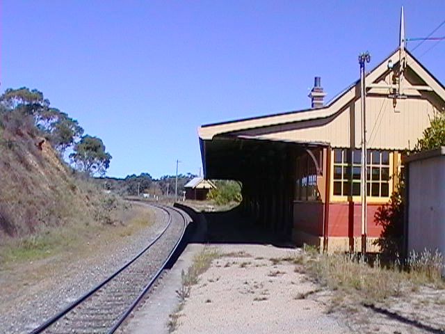 
The view of the signal box at the end of the station building.
