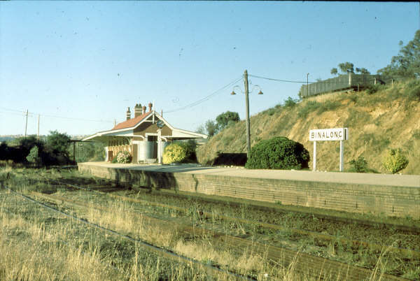 Binalong station in busier times and with a more manicured garden.