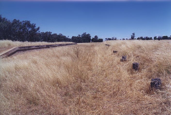 
The main platform (left) and remains of the goods platform (right) lie
in a paddock.
