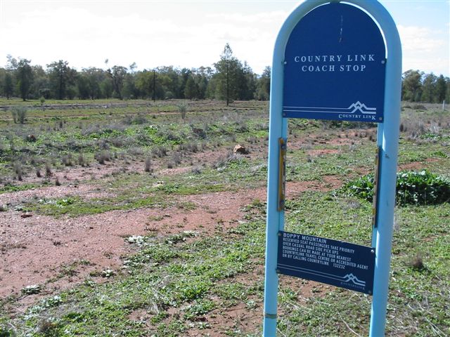 
The vandalised Countrylink bus stop at Boppy Mountain.
