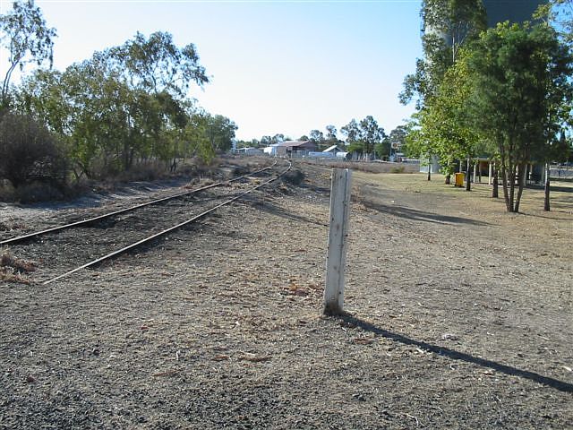
The line into Bourke just after you cross the levee bank into town. The outer
home is about 100 back out of sight. The beginning of the old yard started
about 100m ahead.
