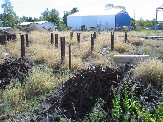 
Piles of cleared railway debris at the southern end of Bourke Yard.
