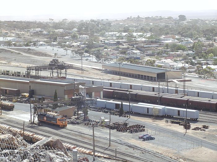 
View of railway activities in the yard.  This shot is looking NW from the top
of the slag heap.
