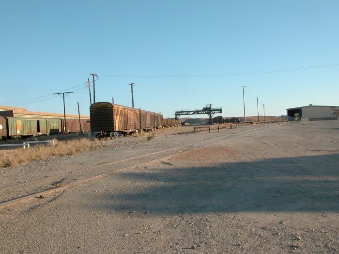 
The abandoned freight marshalling yard, gantry crane and loading shed.
