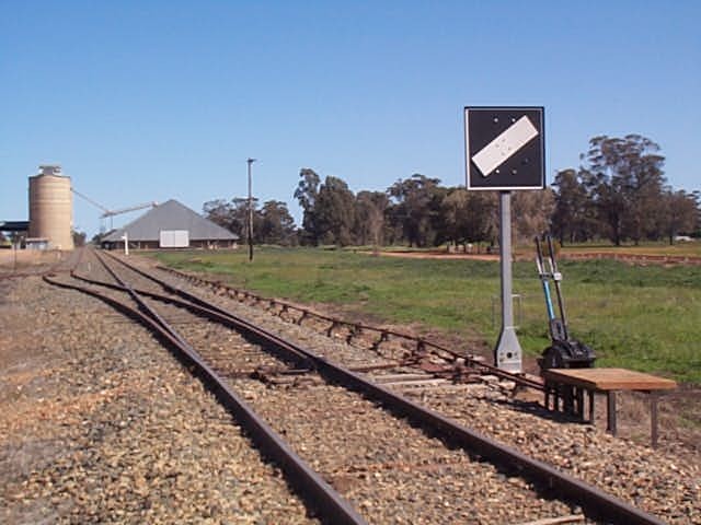 The view looking west towards the grain siding and silos.