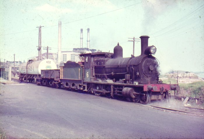 A shot of Bunnerong Power Station loco No. 6 (ex NSWGR 2413) shunting the power station sidings.