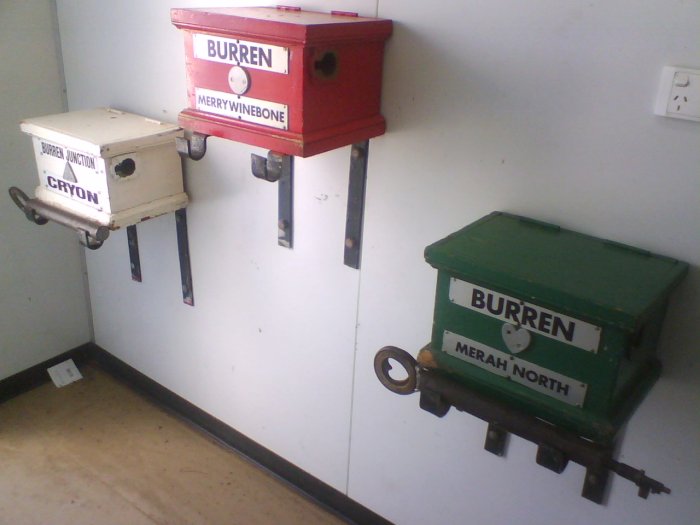 The three staff boxes inside the staff hut.