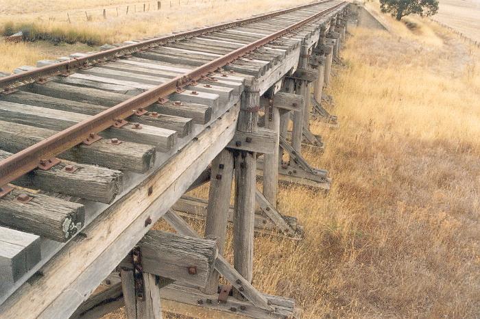 The view from the western abutment of the trestle showing the piers.