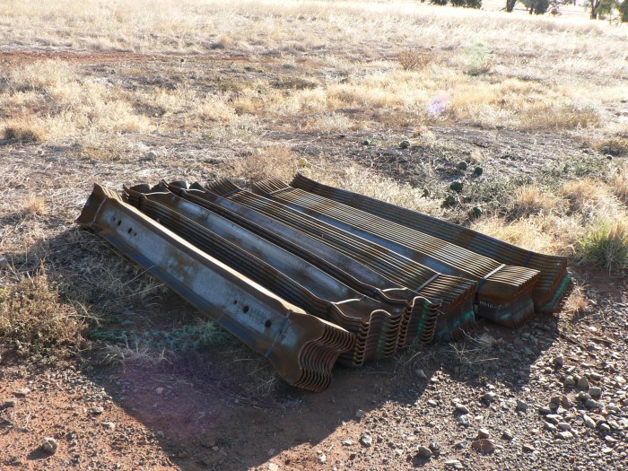 A stack of new steel sleepers ready to be installed.