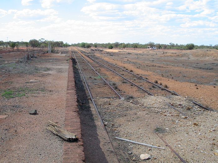 
The remains of the station and yard, looking down the line towards Bourke.
