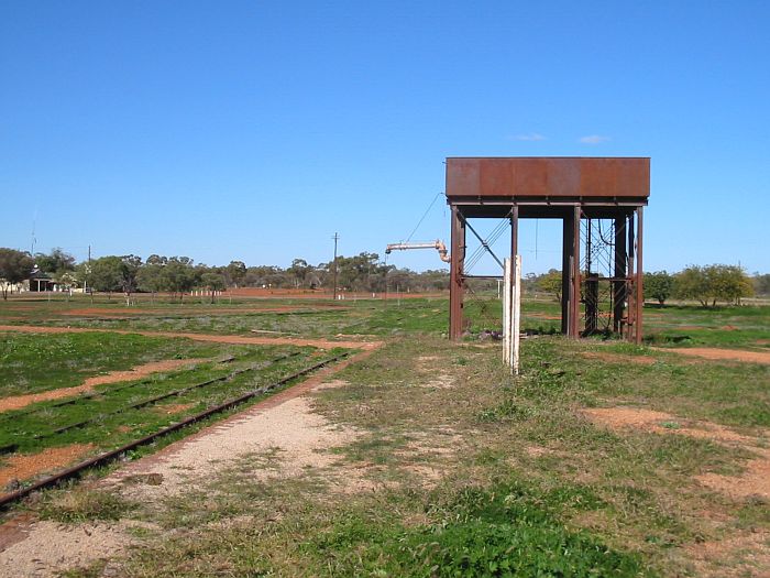 
The elevated water tank in the remains of the yard, looking towards
Nyngan.

